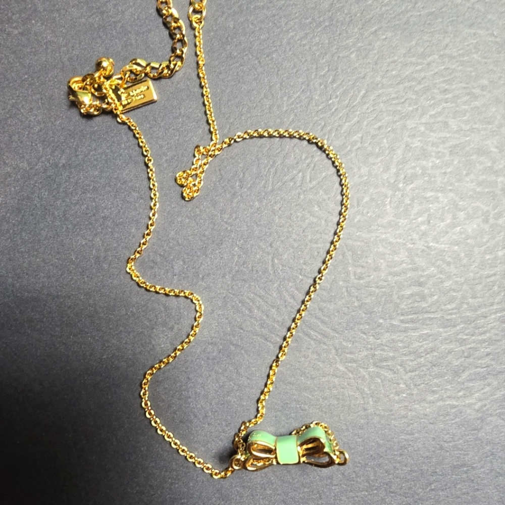 KATE SPADE gold necklace with mint bow new without tage